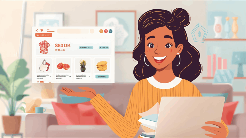 A mom doing online shopping