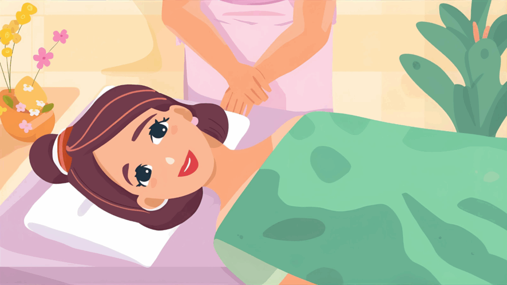 A mom having a massage and Me Time