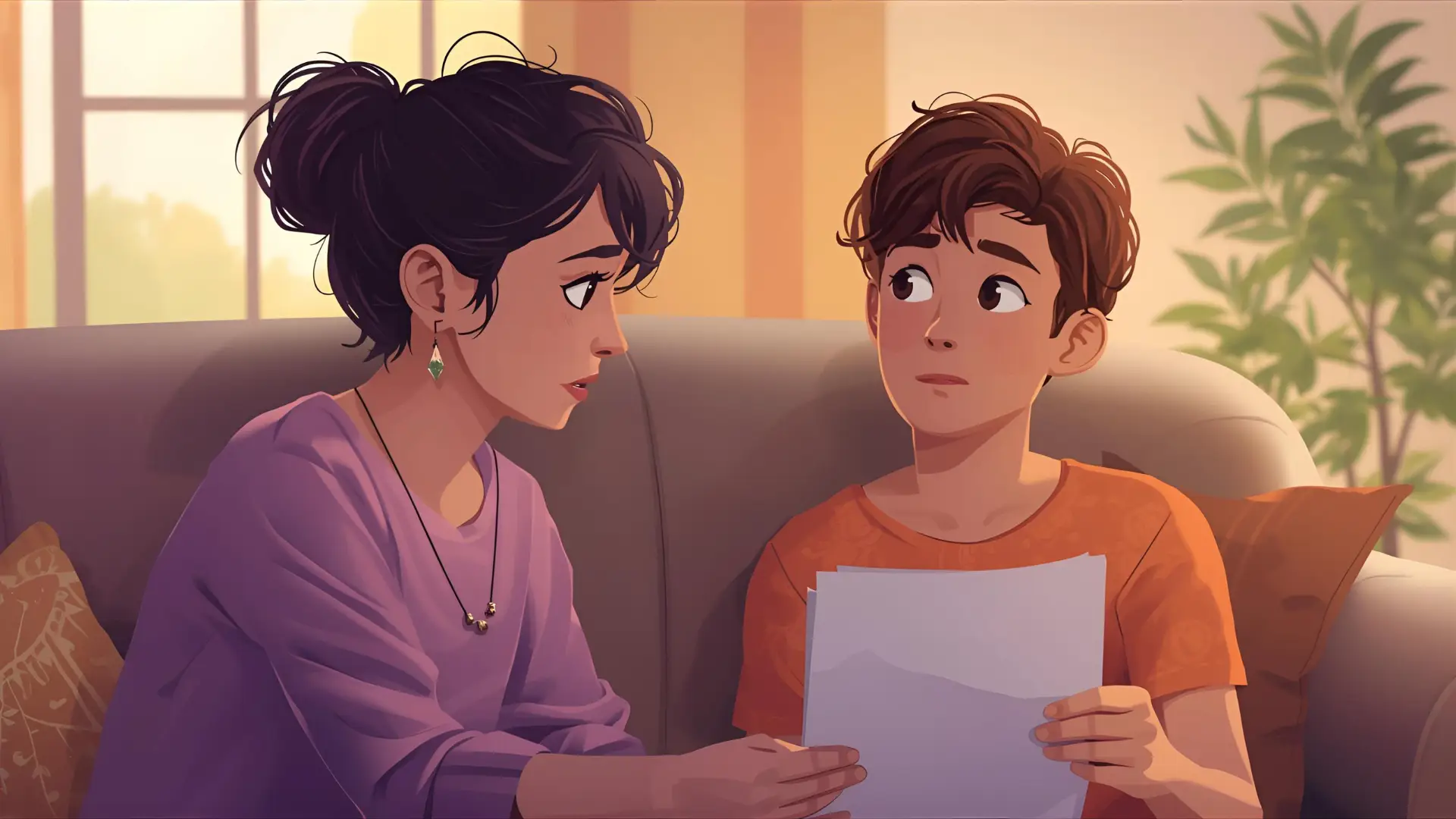 This image illustrates the conversation of a Mom and her son after the exam results are out.