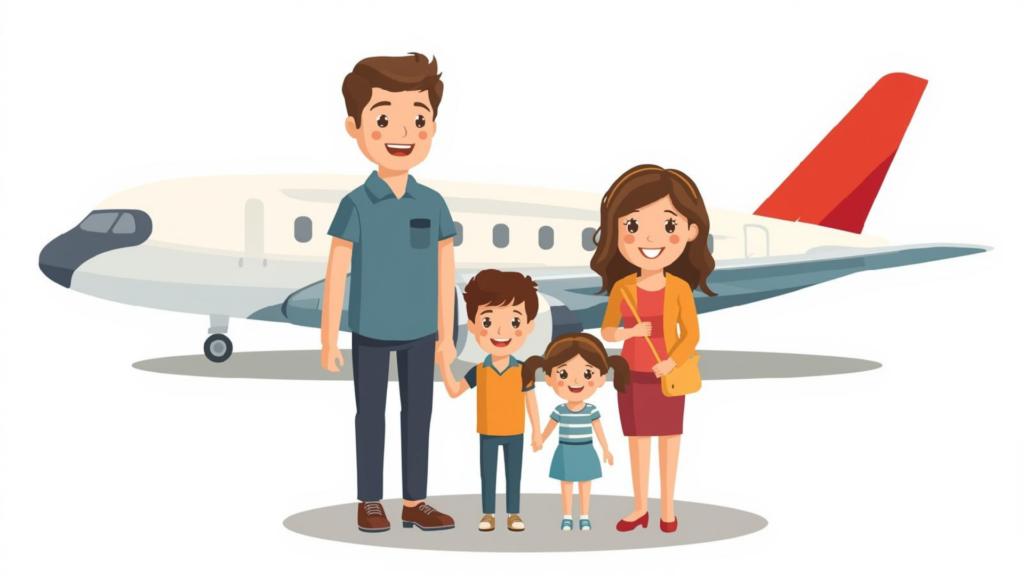 This image illustrates the family who is travelling